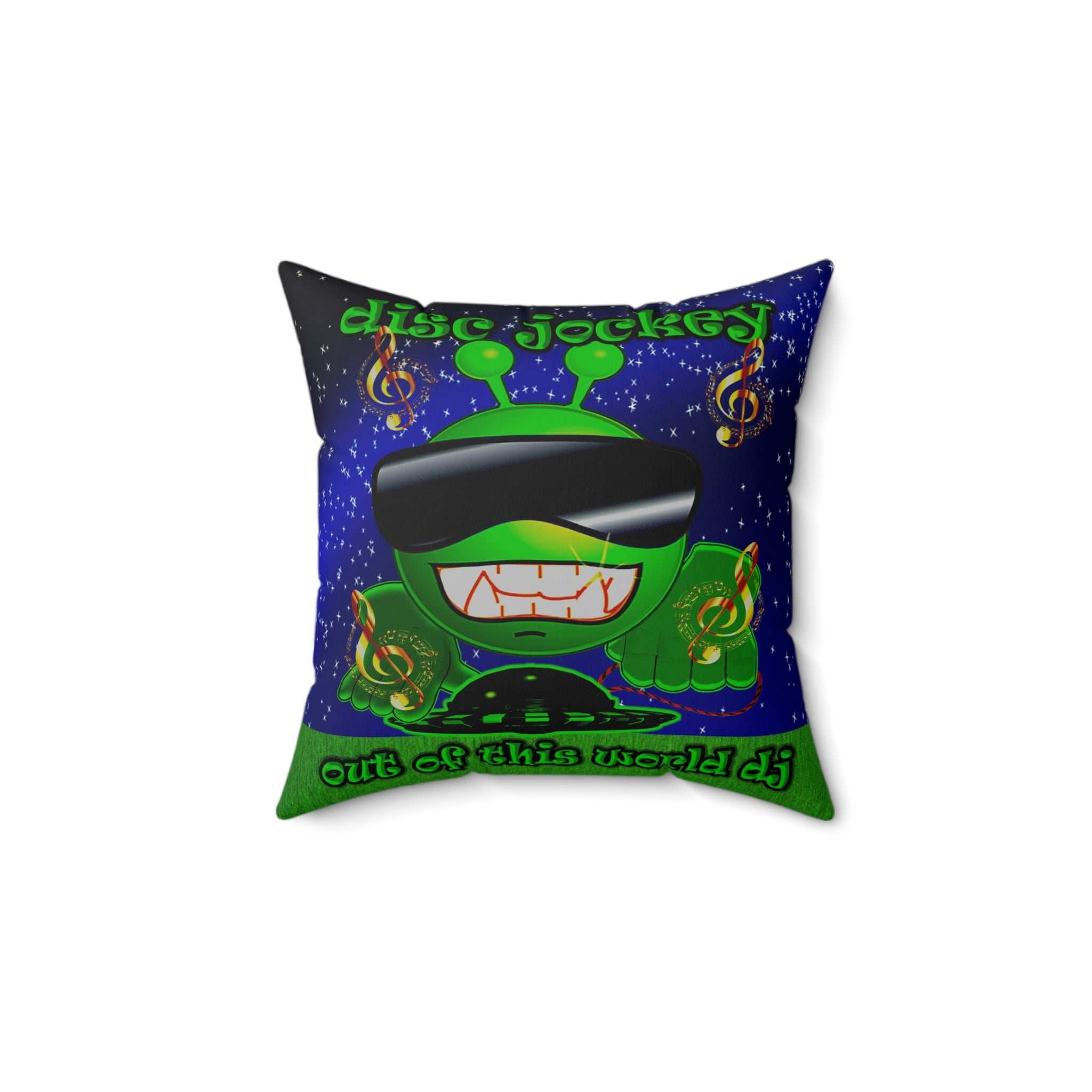 disc jockey - Spun Polyester Square Pillow - ('snoops' background)