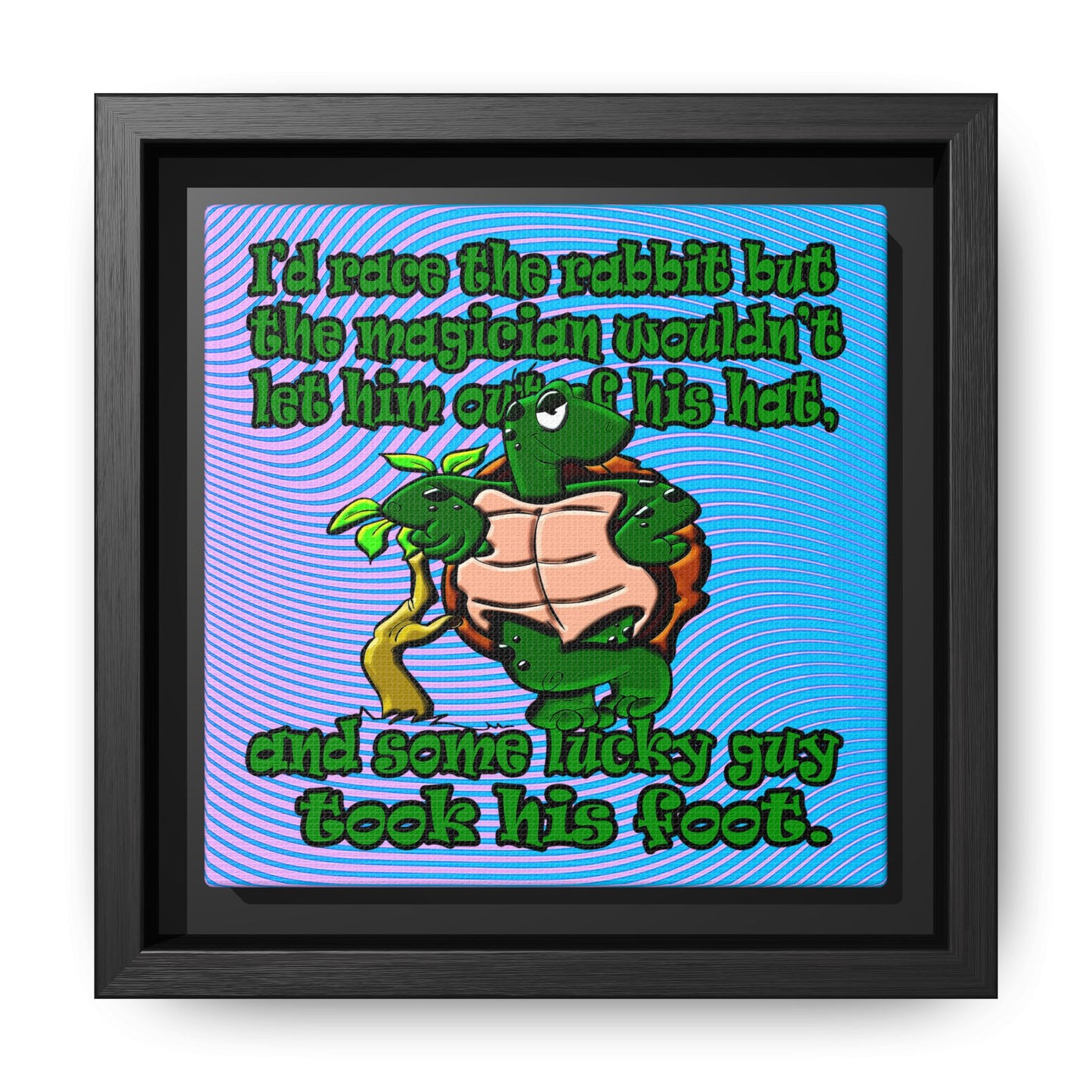 turtle race - framed canvas art (light blue-purple wave)