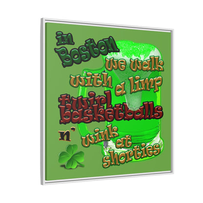celtics logo - framed canvas art (green)