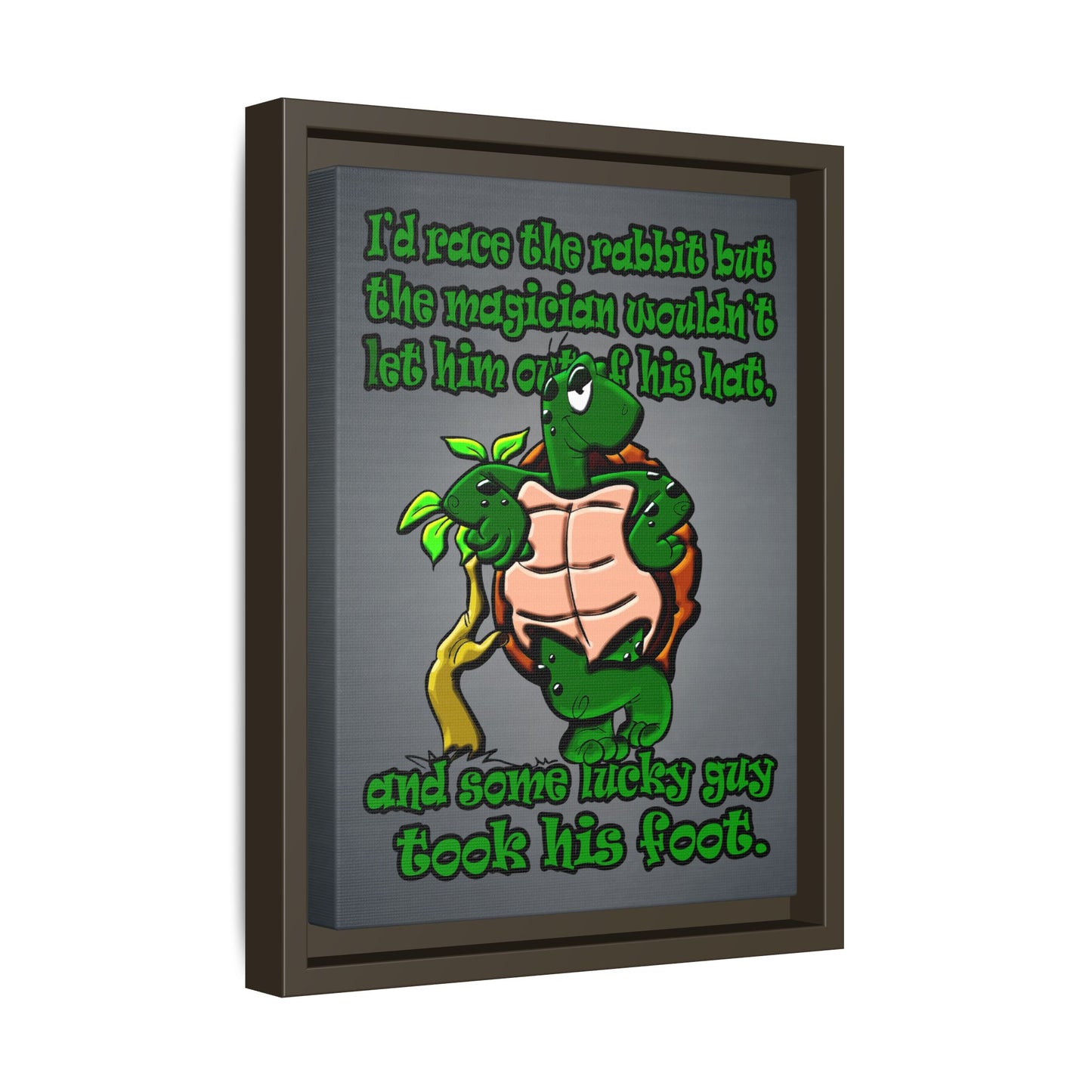 turtle race - framed canvas art (grey-light grey)