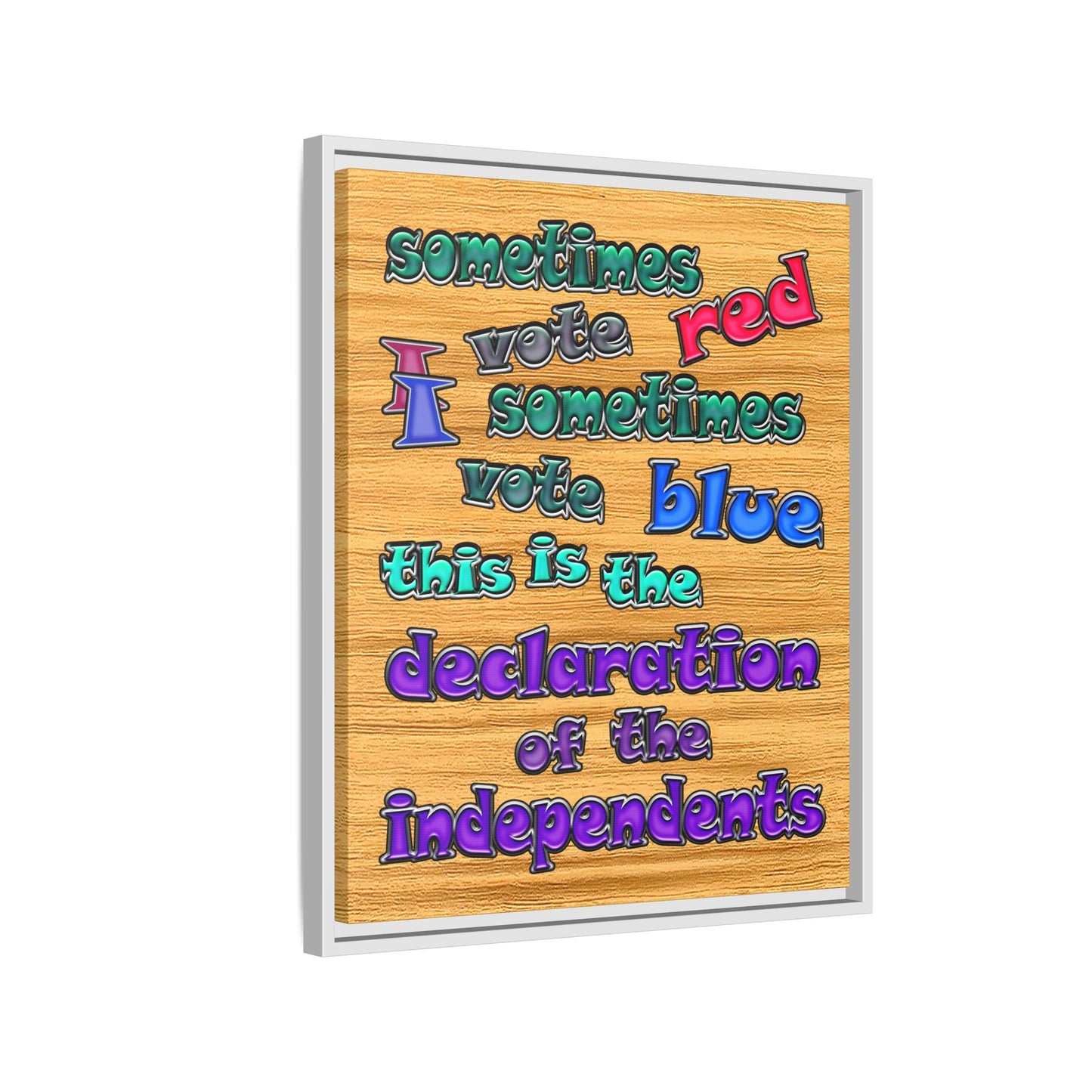 declaration of the independents - framed canvas art (butterscotch wood finish)
