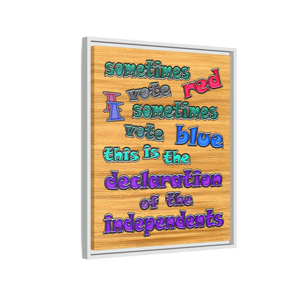 declaration of the independents - framed canvas art (butterscotch wood finish)