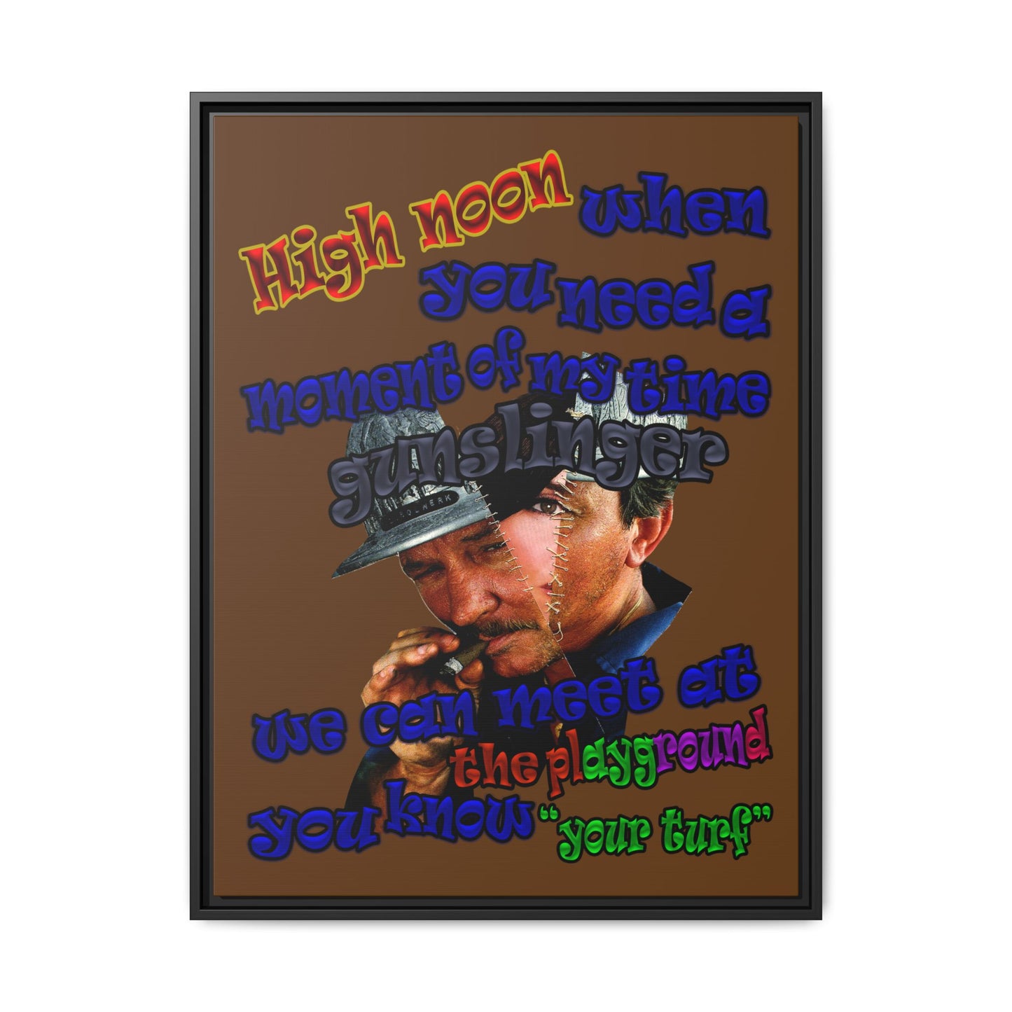 high noon - framed canvas art (brown)