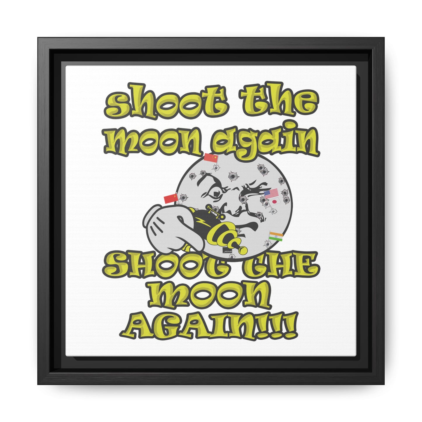 shoot the moon again - framed canvas art (white)