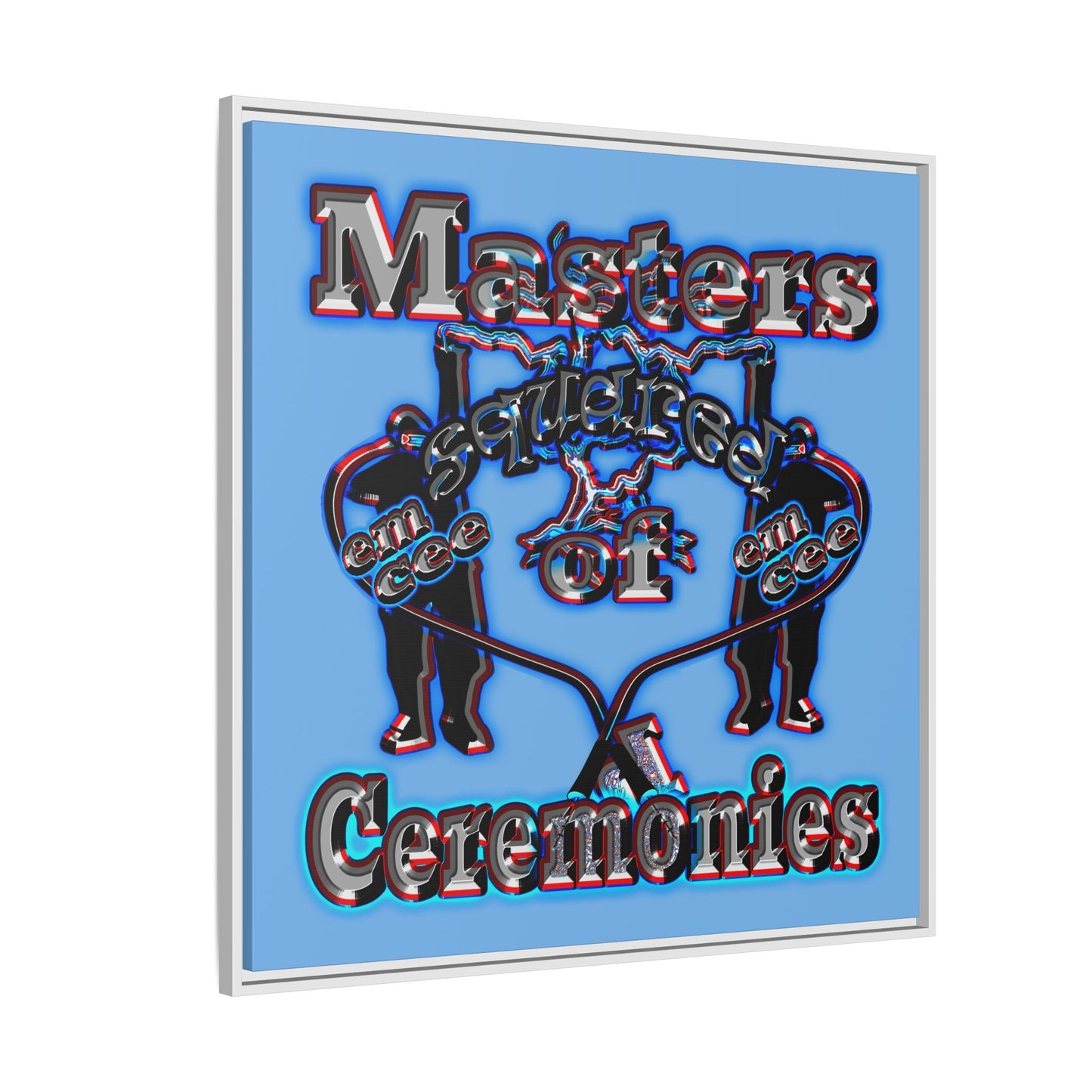 em cee squared - framed canvas art (light blue)