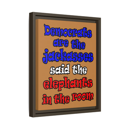 donkeys and elephants - framed canvas art (light brown)