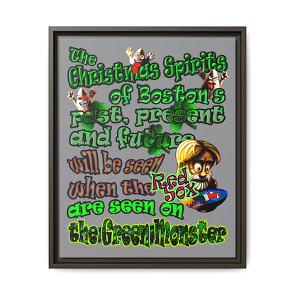 christmas spirits of boston - framed canvas art (grey)