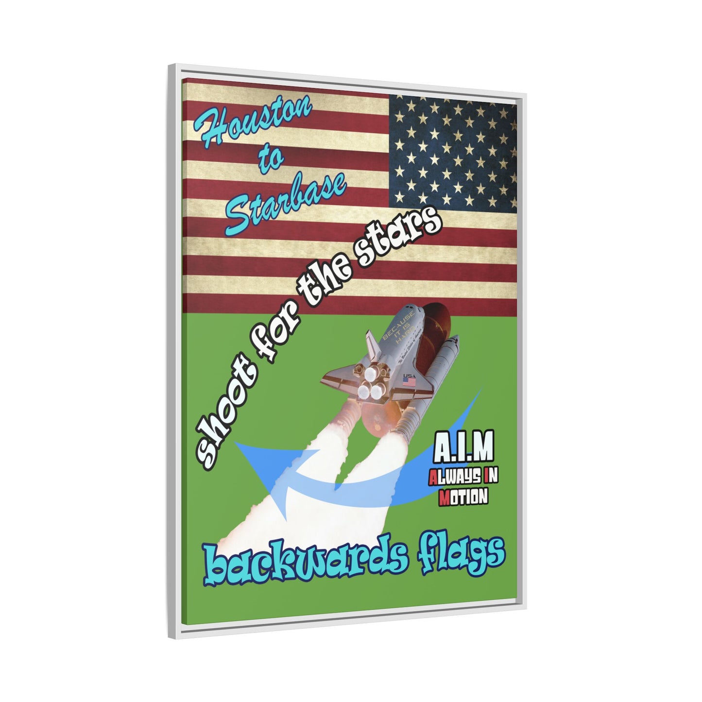shoot for the stars - framed canvas art (green)