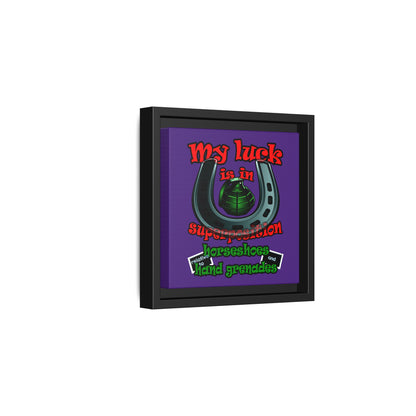 my luck - framed canvas art (purple)