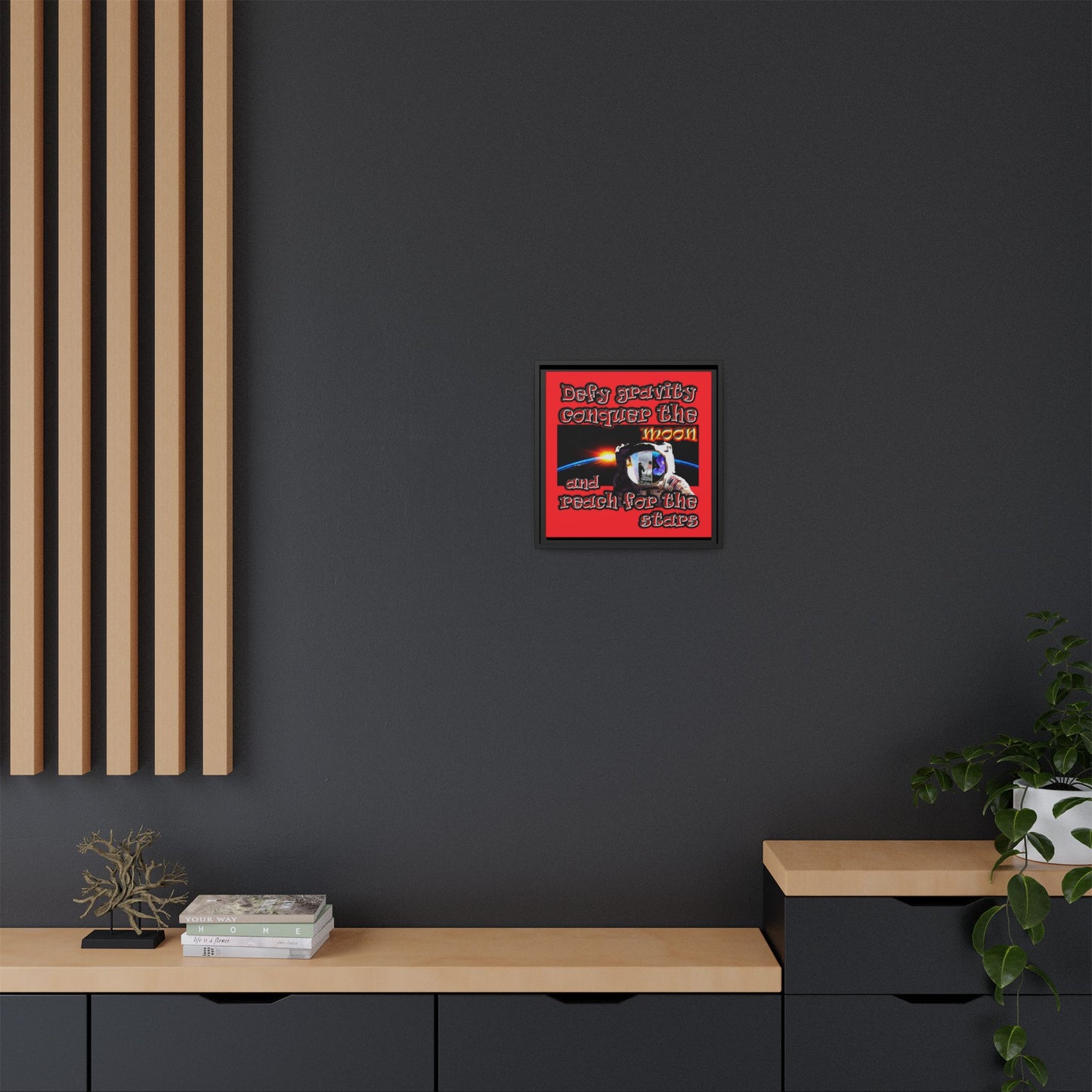 defy conquer reach - framed canvas art (red)