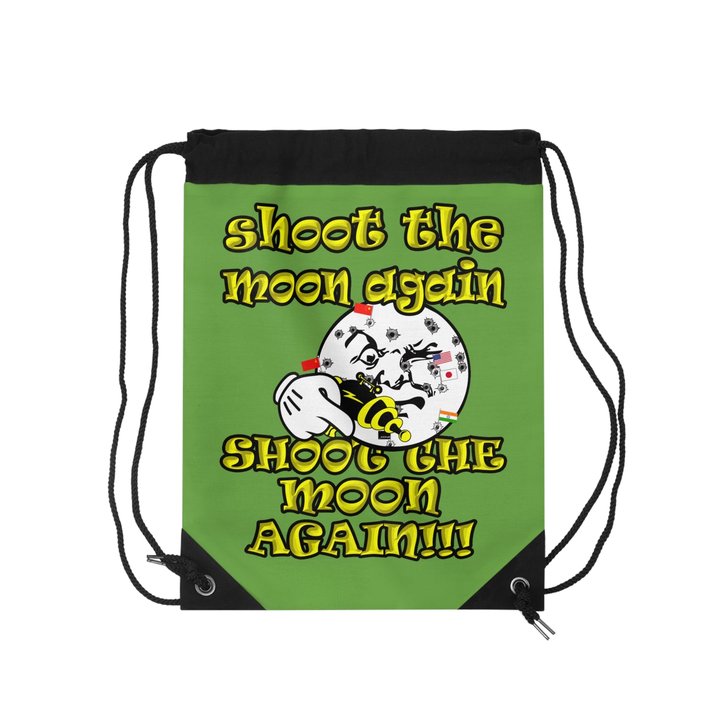 shoot the moon again - Drawstring Bag (green)