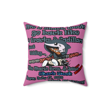 shark week - Spun Polyester Square Pillow - (light pink)