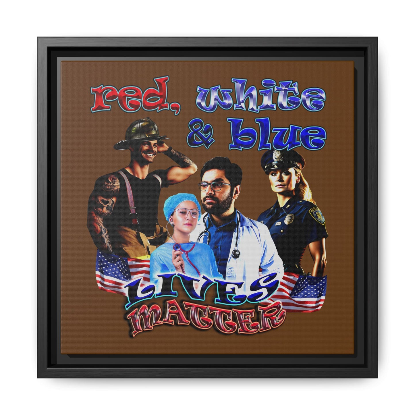 rw&b lives matter - framed canvas art (brown)