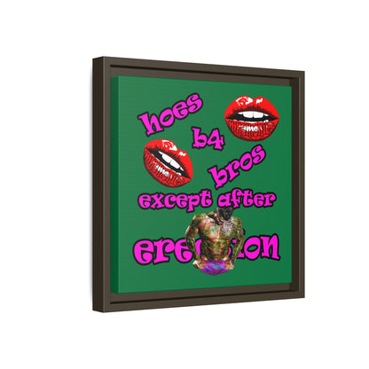 hoes b4 bros - framed canvas art (dark green)
