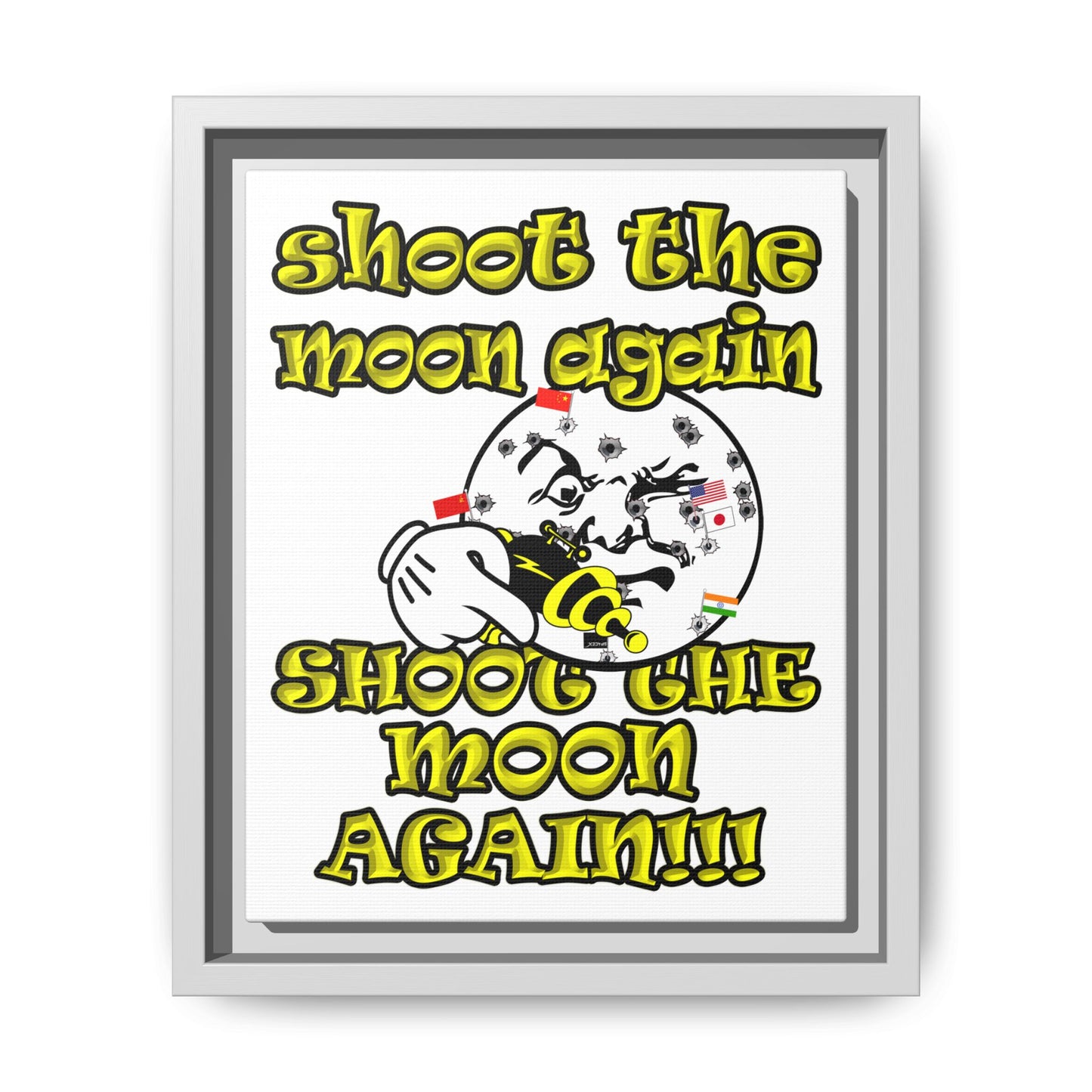 shoot the moon again - framed canvas art (white)