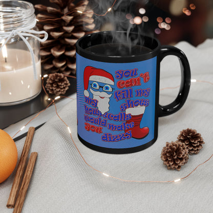 santa's shoes - Black Mug (light blue-purple wave)