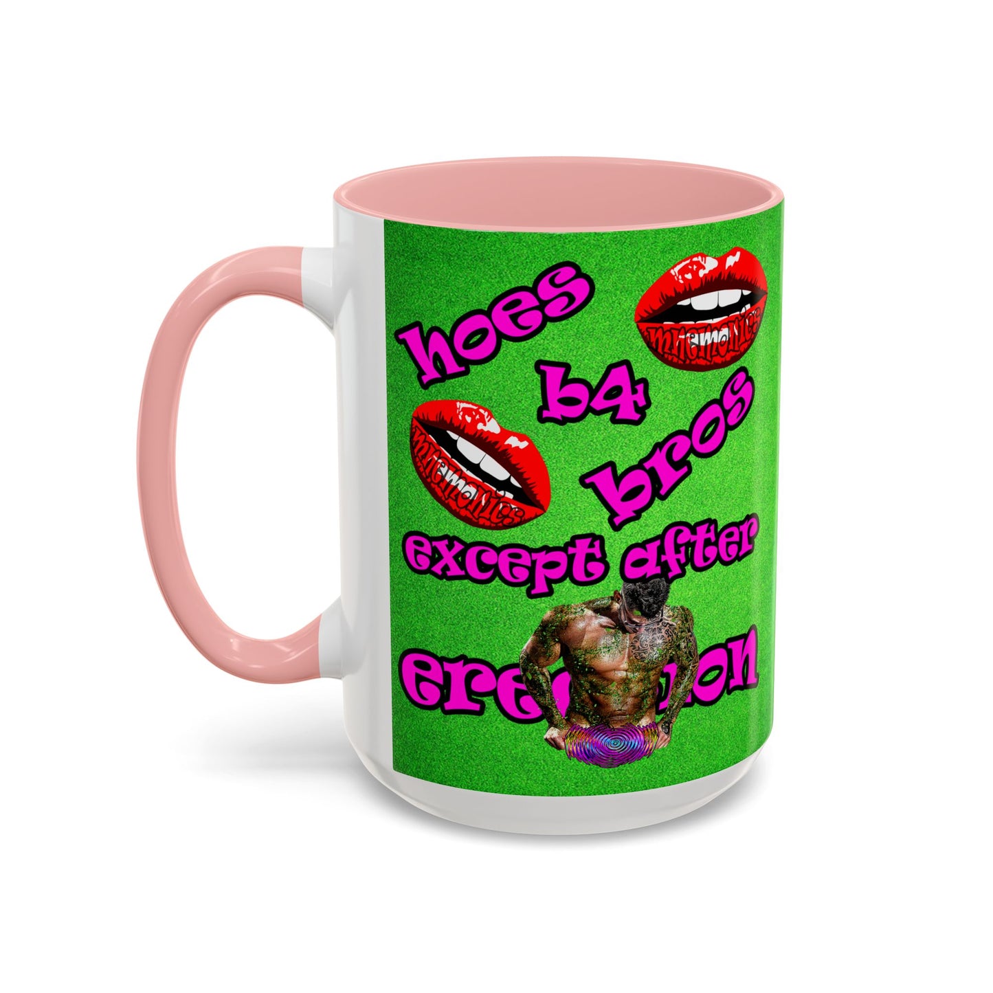 hoes b4 bros - Accent Mug (green turf)