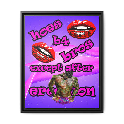 hoes b4 bros - framed canvas art (purple-pink wave)