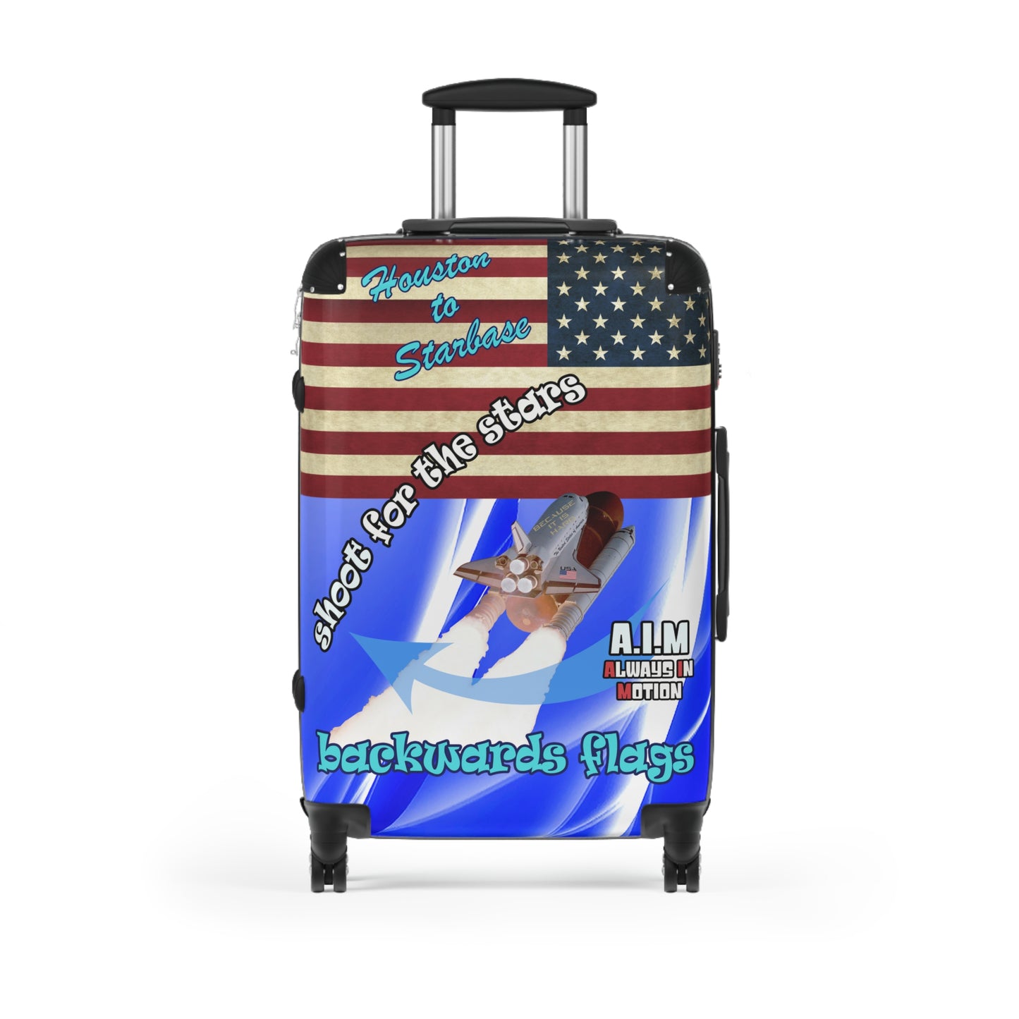 shoot for the stars - Suitcase (blue-white wave)