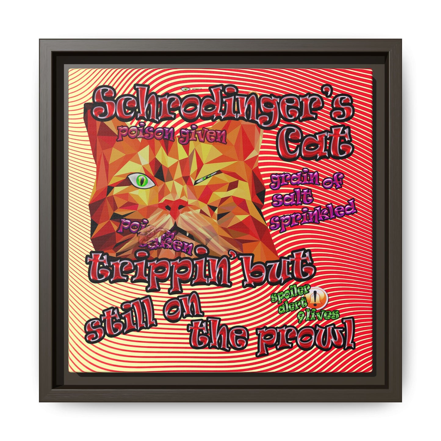 schrodinger's cat - framed canvas art (yellow-orange wave)