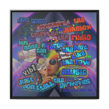 drop the beat - framed canvas art (grey-pink wave)