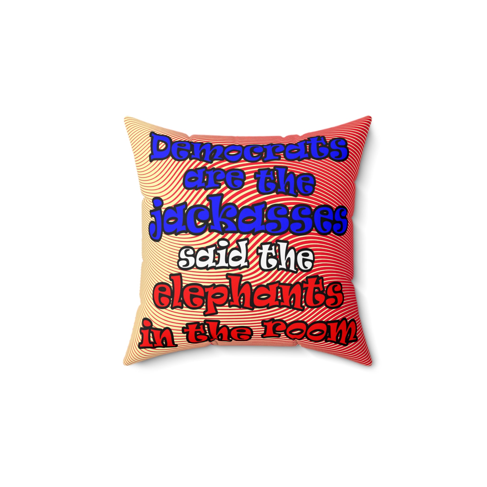 donkeys and elephants - Spun Polyester Square Pillow - (yellow-orange wave)