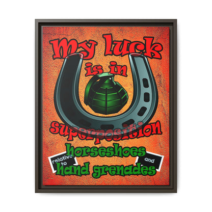 my luck - framed canvas art (burnt orange)