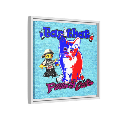 tag that - framed canvas art (faded blue)