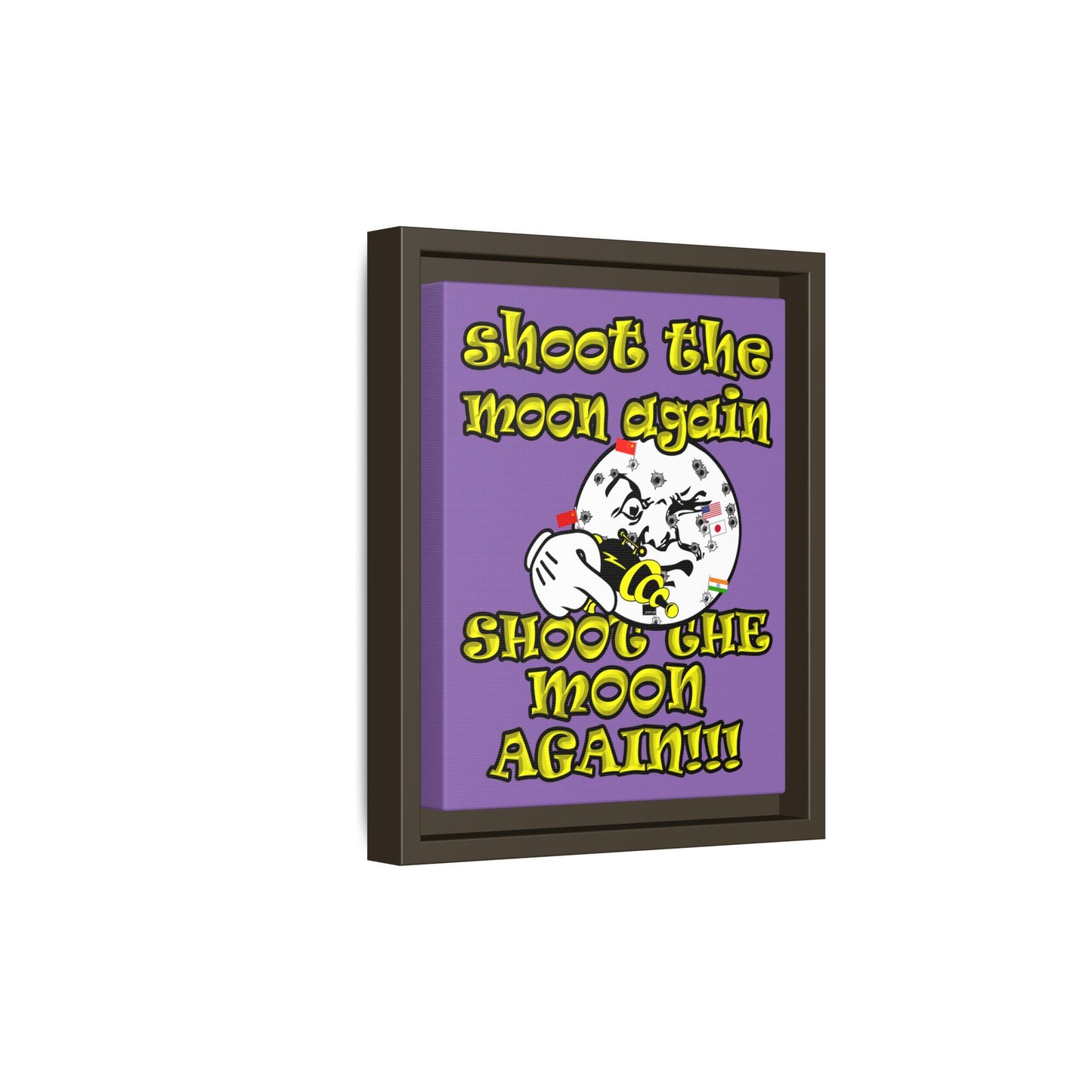 shoot the moon again - framed canvas art (light purple)