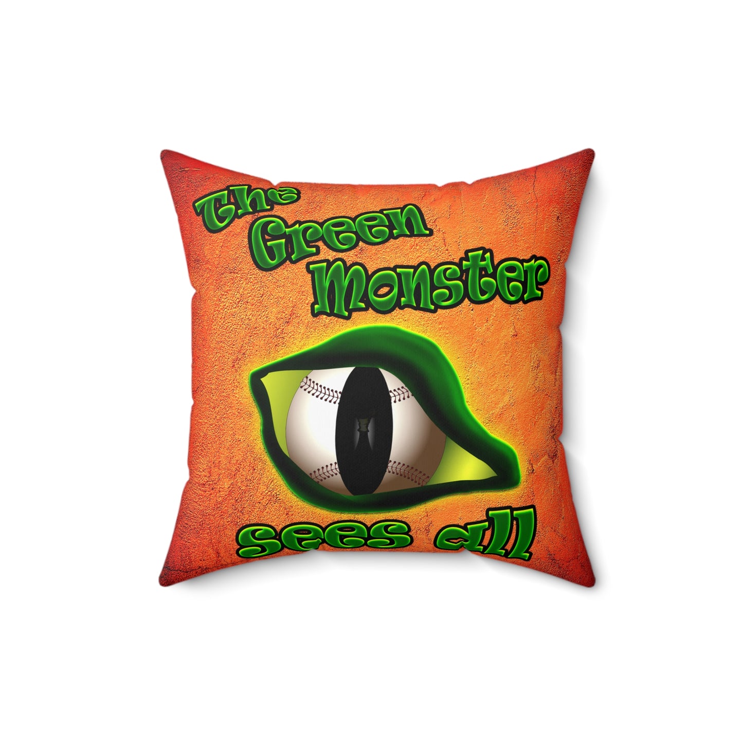 green monster - Spun Polyester Square Pillow - (burnt orange)