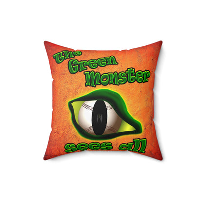 green monster - Spun Polyester Square Pillow - (burnt orange)