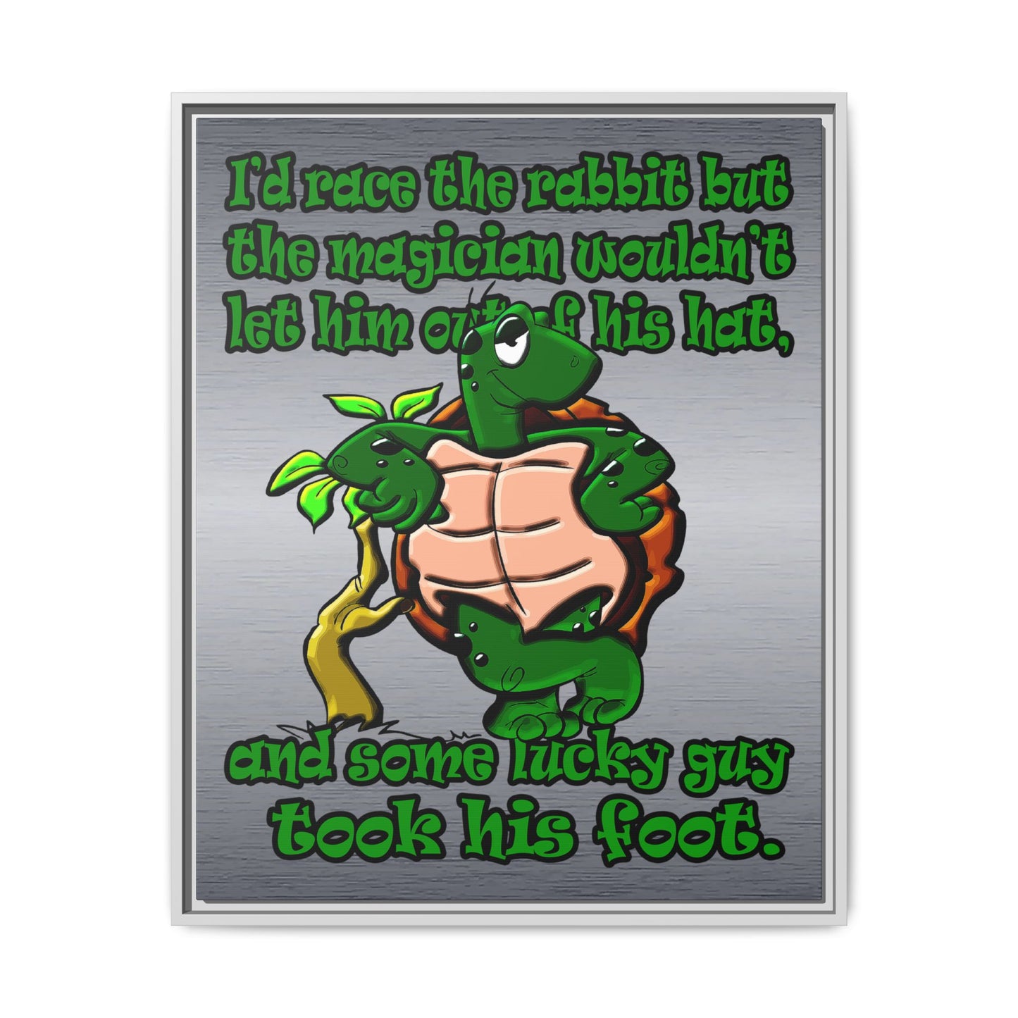 turtle race - framed canvas art (brushed nickel)