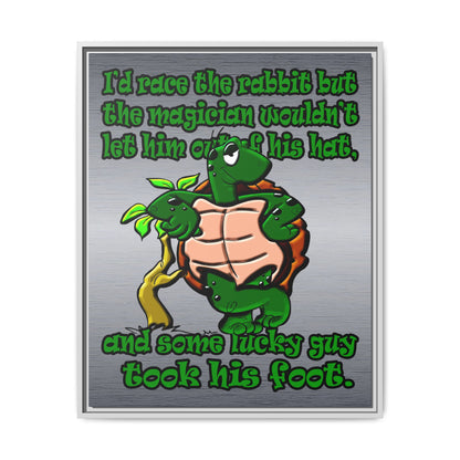 turtle race - framed canvas art (brushed nickel)