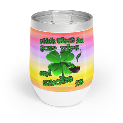 celtics logo - Chill Wine Tumbler (color blur)