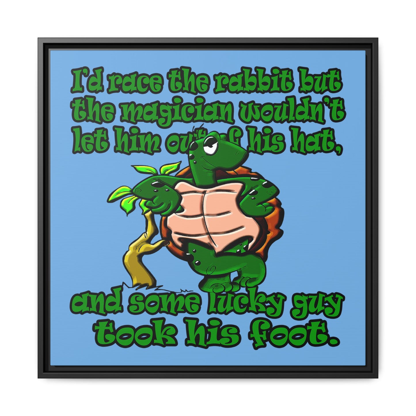 turtle race - framed canvas art (light blue)