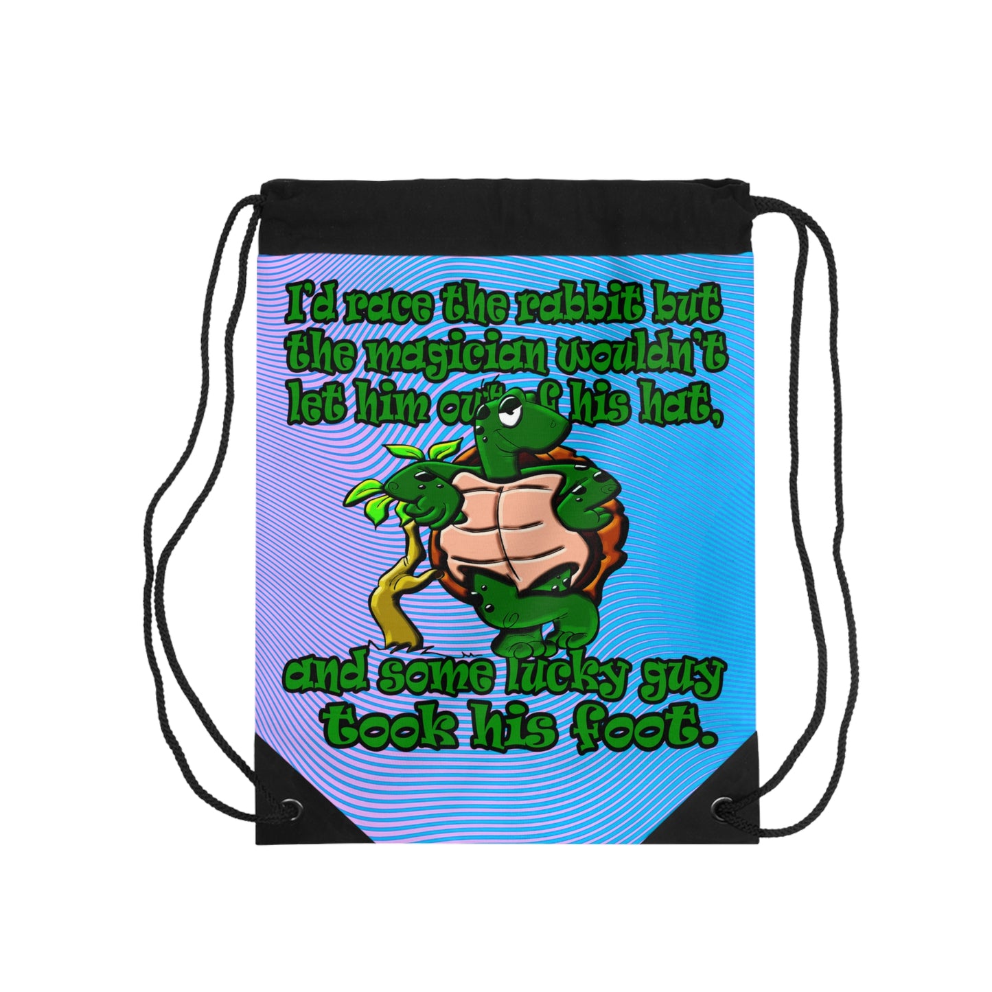 turtle race - Drawstring Bag (light blue-purple wave)