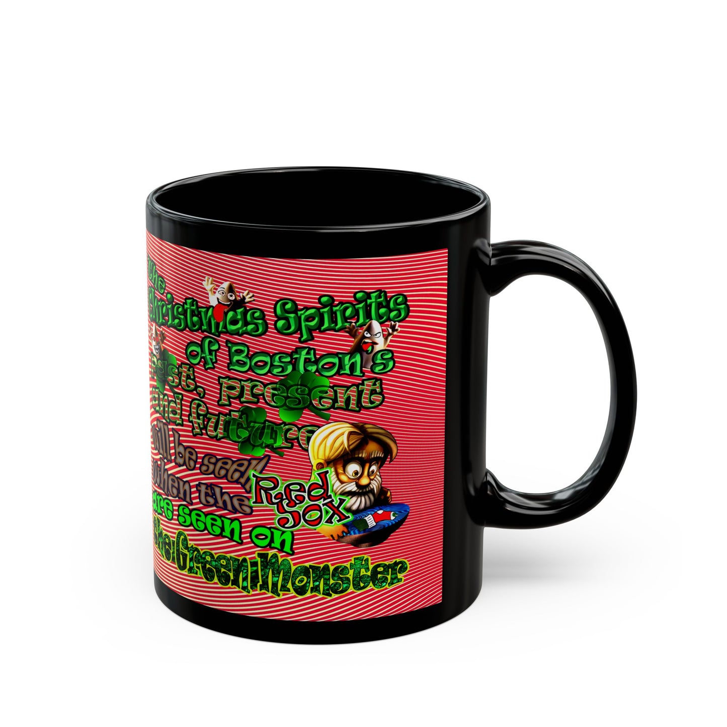 christmas spirits of boston - Black Mug (yellow-orange wave)