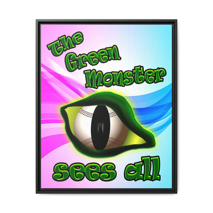 green monster - framed canvas art (light blue-pink wave)