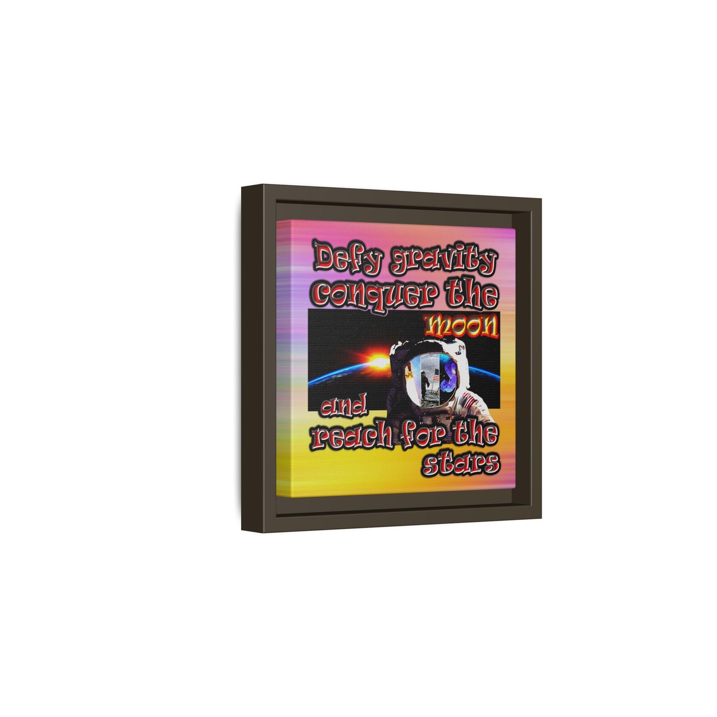 defy conquer reach - framed canvas art (color blur)
