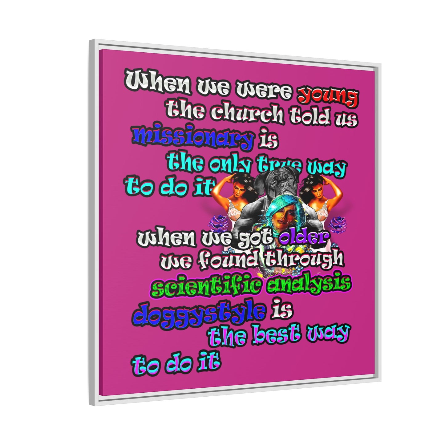 doggystyle - framed canvas art (pink)