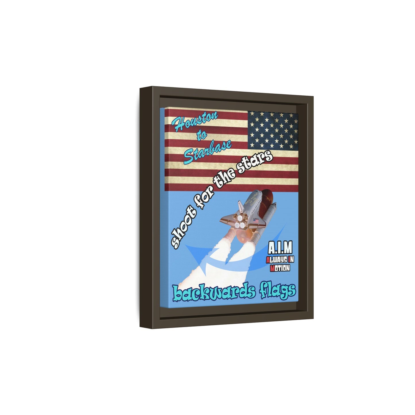 shoot for the stars - framed canvas art (light blue)