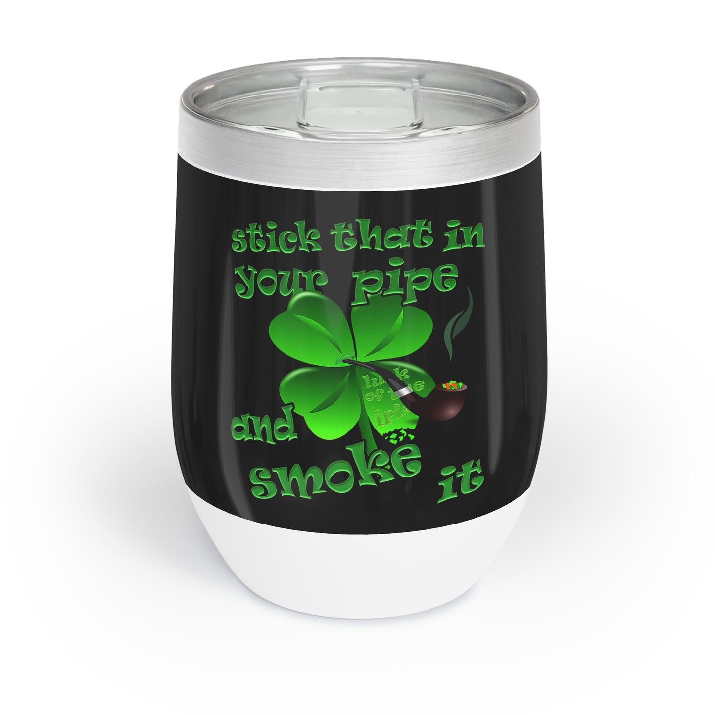 celtics logo - Chill Wine Tumbler (black)