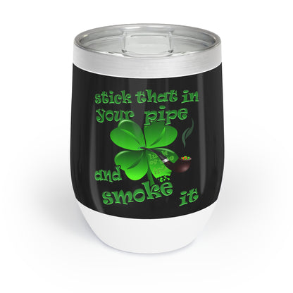 celtics logo - Chill Wine Tumbler (black)