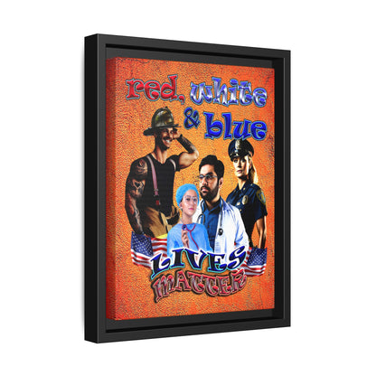 rw&b lives matter - framed canvas art (burnt orange)