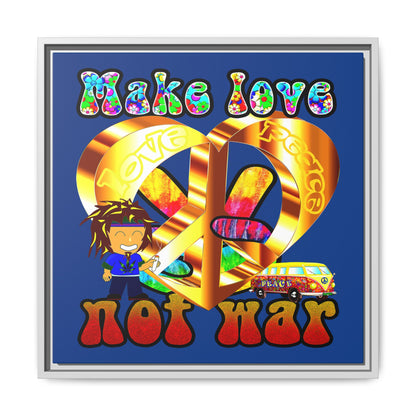 love peace - framed canvas art (dark blue)