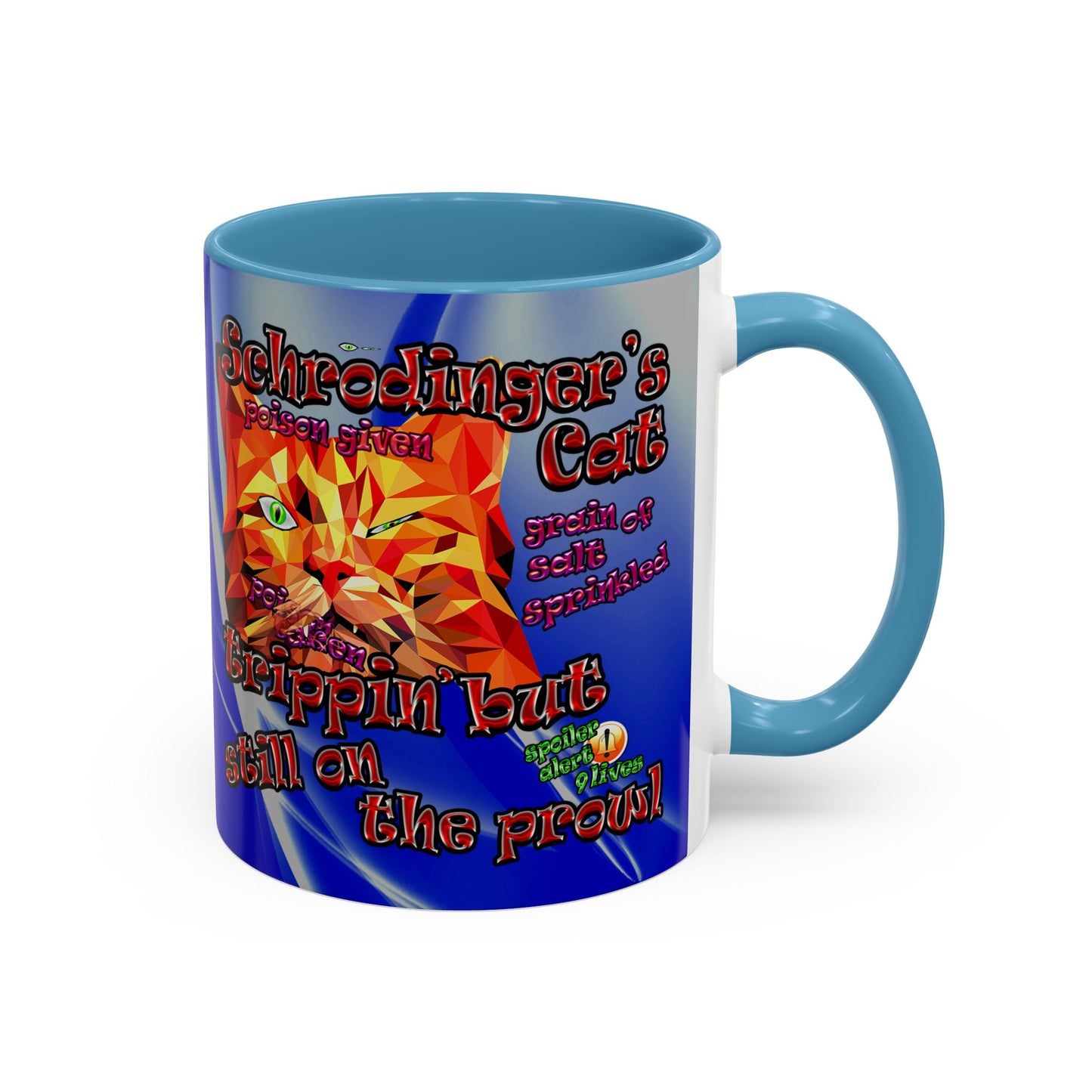 schrodinger's cat - Accent Mug (blue-white wave)