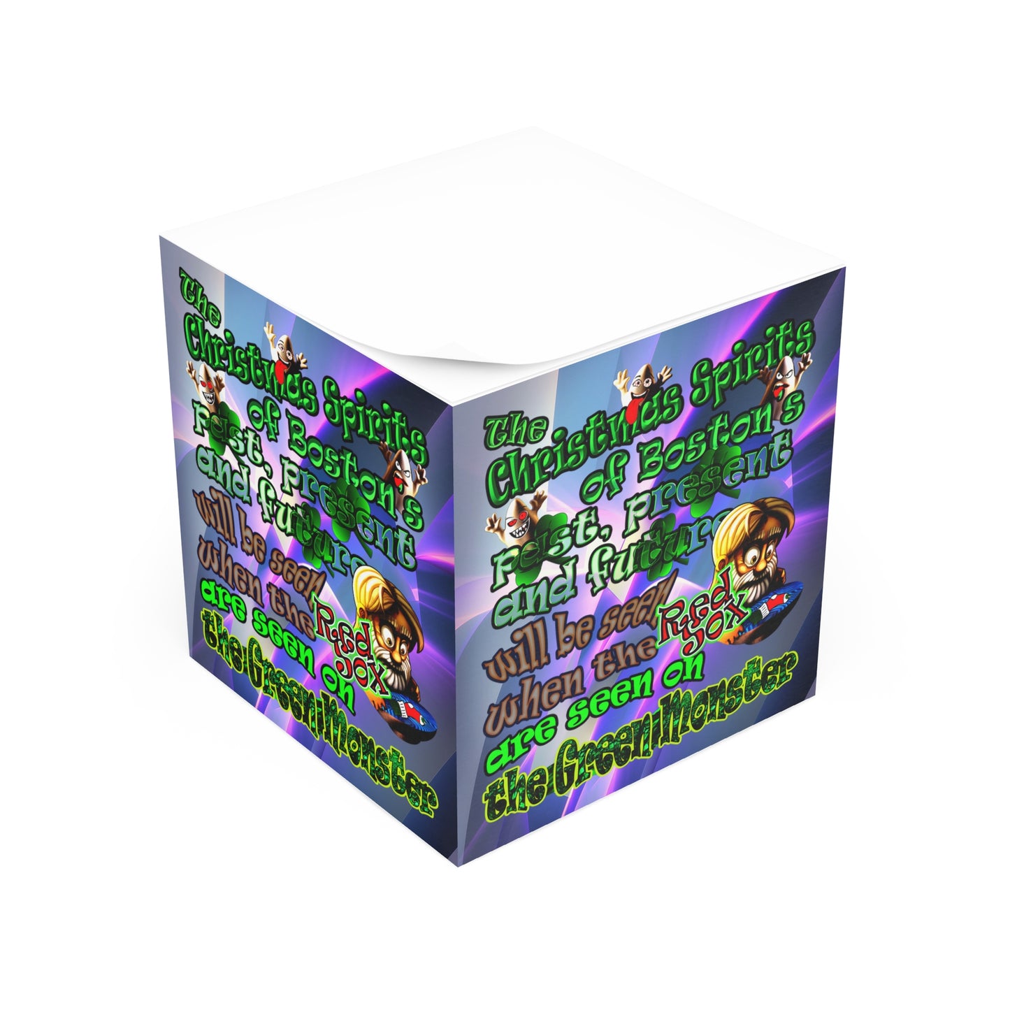 christmas spirits of boston - note cube (grey-pink wave)
