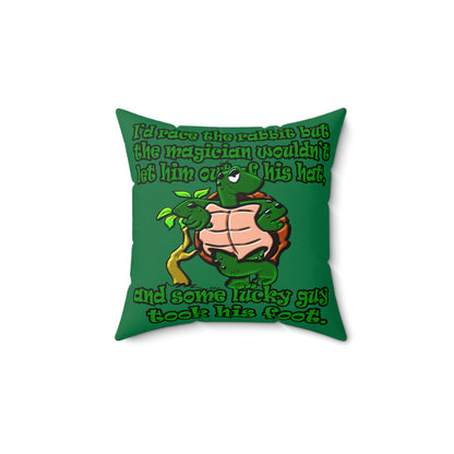 turtle race - Spun Polyester Square Pillow - (dark green)