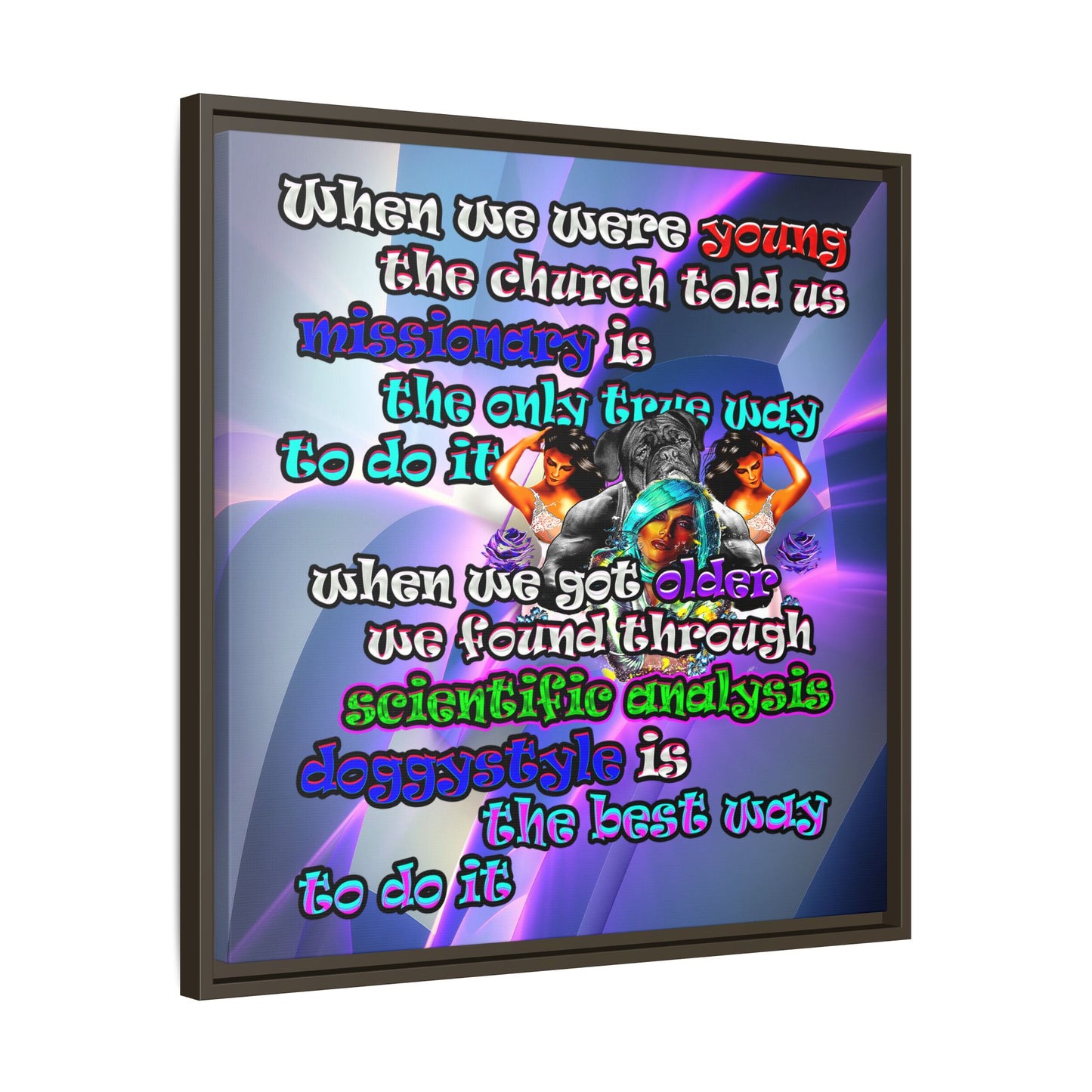 doggystyle - framed canvas art (grey-pink wave)