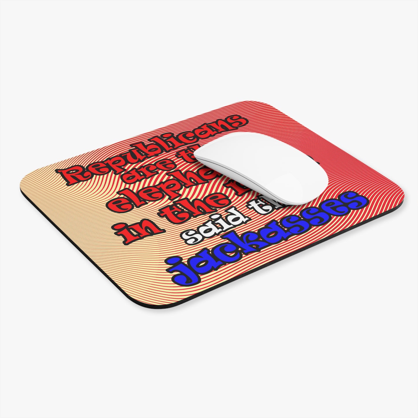 donkeys and elephants - Mouse Pad (Rectangle) (yellow-orange wave)